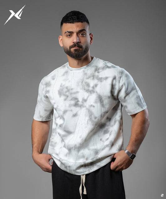 white T-shirt Cutting print